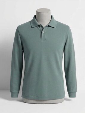 L.L.Bean Men’s M Long Sleeve Polo Sage Green Traditional Fit